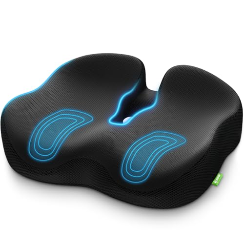 AUVON Ergonomic Donut Pillow Seat Cushion for Hemorrhoid & Tailbone Pain Relief, Thick Memory Foam Chair Cushions with Firm Support for Coccyx, Sciatica, Pressure Sores, Pregnancy, Postpartum Recovery