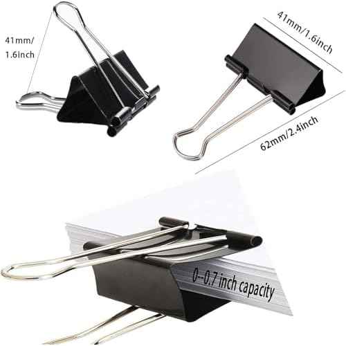 Large Binder Clips 1.6 Inch (48 Pack),Binder Clips Large Size,Big Paper Clips Clamps for Office and Home Supplies, Black