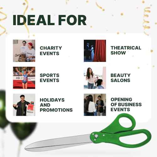Giant Scissors for Ribbon Cutting - Green 25 Inch Grand Opening Scissors for Ribbon Cutting Ceremony Business Openings Special Events and Inaugurations