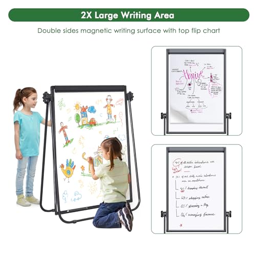 40-Inch Whiteboard Easel with Adjustable Height & Double-Sided Magnetic Surface