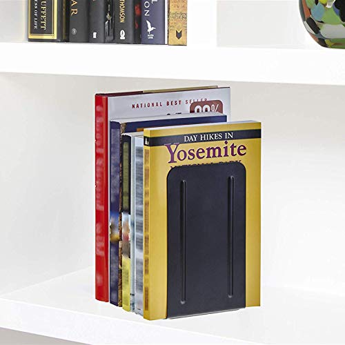 Acrimet Black Steel Heavy Duty Bookends, Non-Skid Shelving Supports, 6 7/8" H