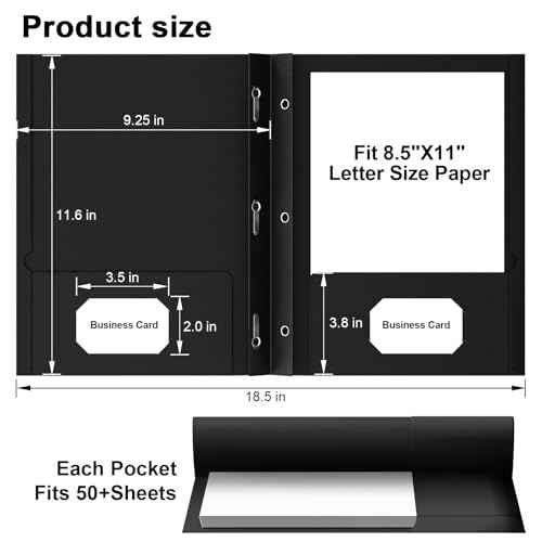 HABGP 100 Pack Black Two Pocket Folder with Prongs, Paper Folders with Pockets and Business Card Holder, Folders with Pocket Fit Letter Size, Organizing Papers in School, Office & Business Black