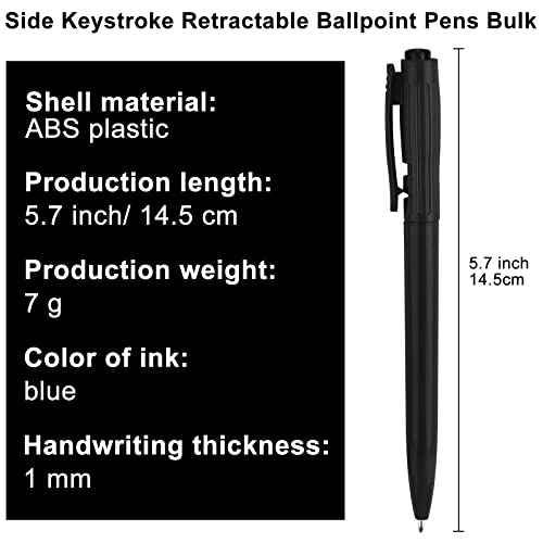 Zuazaor 300 Pieces Pens Bulk Wholesale Cheap Retractable Ballpoint Pens 0.7mm Blue Ink Writing Server Pens for Office School Restaurant (Black)