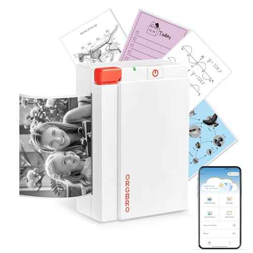 ORGBRO Sticker Printer Machine, X3 Mini Printer Print Pods Portable Thermal Inkless Sticker Maker, 2-3 Inch 300 DPI Bluetooth Pocket Printers for Smartphones, Notes, Journal, Photos, DIY, Kids Gift