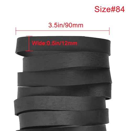 AMUU Rubber Bands Size #84 Tactical Rubber Bands Black Elastics Bands 50 Pack Wide Thick for Office Supplies File (3-1/2" x 1/2'')