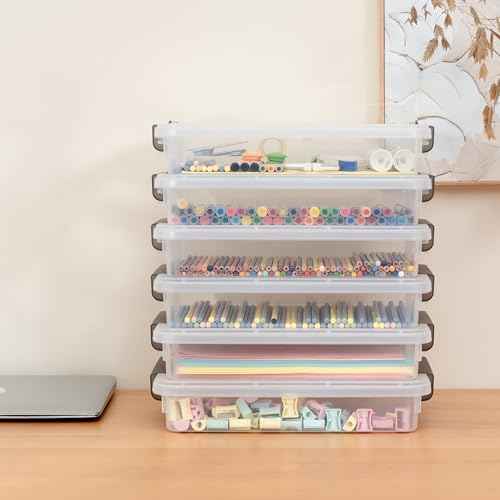 5PCS Plastic Storage Bins with Lids Portable Project Case Water Resistant Plastic Containers for Organizing Document,A4 Paper,Photo,Letter,Scrapbook