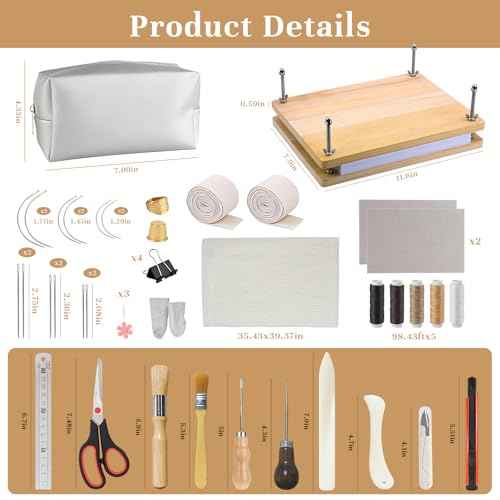 43 Pcs Book Binding Kits, Bookbinding Supplies, Book Press, Flower Press, Comes with a Wooden Stapler and Binding Kit, Suitable for Beginners to Press or Embossing Materials