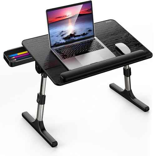 Besign LT07 Lap Desk [Extra Large], Adjustable Laptop Table, Portable Standing Bed Desk, Foldable Sofa Breakfast Tray, Notebook Computer Stand for Reading and Writing (Black)