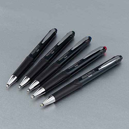 Pentel Glidewrite Executive Ballpoint Pen, (1.0mm) Medium Line, Black Metal Barrel, Black Ink, Box of 12 (BX970A-A)