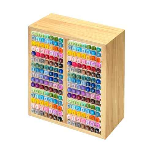 PROLEE Marker Storage Organizer for 224 Markers,Wooden Alcohol Marker Holder with 32 Slots,Markers Pens Pencils Art Supply Storage Rack for Desk Home Classroom Office Decor (Natural, 15¡°x11¡±x5.2 ¡°)