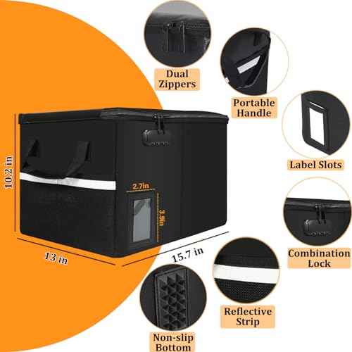 File Box with Lock 5200¡ÆF with Heat Insulated,Fireproof Box File Storage Organizer Anti-Static,Collapsible Fireproof Document Filing Box with Handle,Portable Home Office Safe