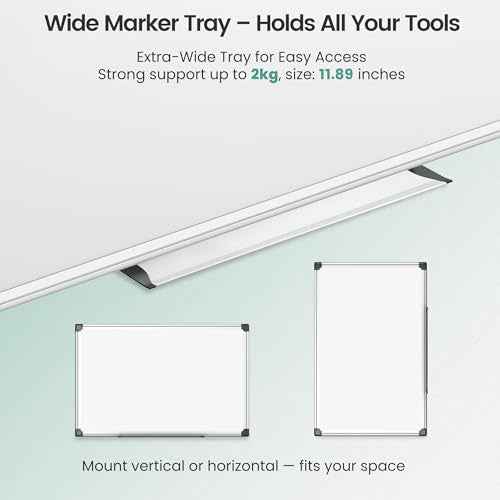 Magnetic White Board 36" x 24" for Wall, Dry Erase Board for Home Office, School, Study Room ? Silver Aluminum Frame with 2 Markers, 4 Magnets, Eraser Included