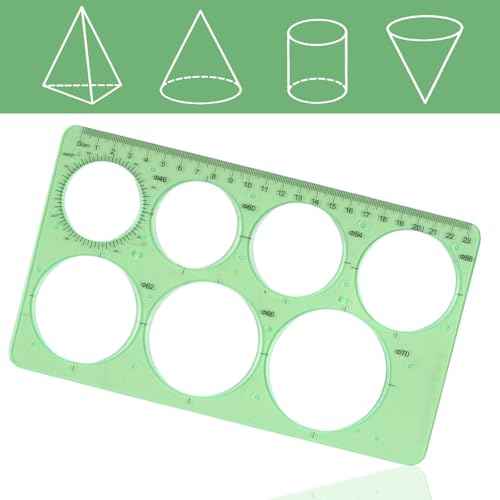 4PCS Circle Template, Plastic Circle and Oval Measuring Templates, Formwork Drawings Templates (Clear Green)