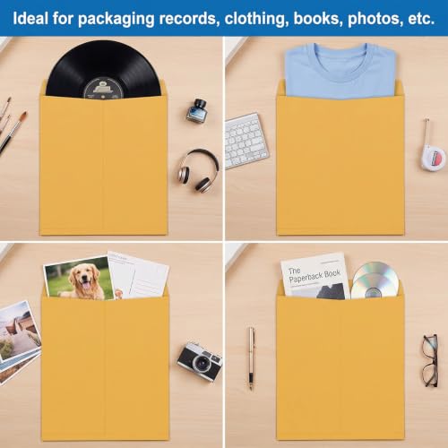Motipuns 50 Yellow 14 x 18 Inch Large Mailing Envelopes - 32lb Kraft, Gummed Flaps