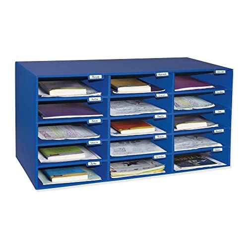 Pacon¢ç 70% Recycled Mailbox Storage Unit, 15 Slots, Blue
