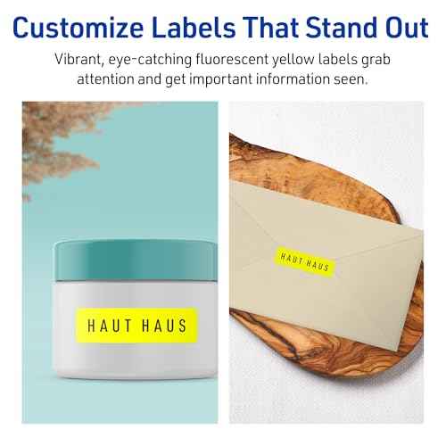 Avery Printable Rectangle Labels, Sure Feed Technology, 1/2" x 1-3/4", Neon Yellow Labels, Print-to-The-Edge, Laser/Inkjet Printable, 2,400 Total, Great for Jars and More