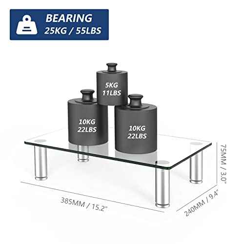 FITUEYES 2 Pack Monitor Stand ?Adjustable Glass Computer Monitor Riser, Clear Desktop Stand for Laptop TV Computer Screen, Desk Organization, Office Supplies, DT103803GC