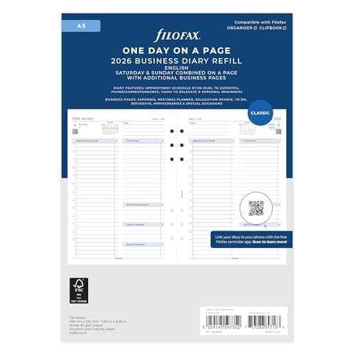 Filofax A5 business day per page English appointments 2026 diary 26-68519