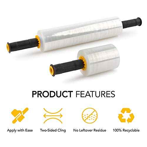 Modern Innovations Clear Stretch Wrap Roll Bundle - (2) 15" Rolls, (2) 5" Rolls, (2) Handles,(4000 Feet) Shrink Wrap for Moving, Packing Supplies for Wrapping Furniture, Plastic Pallet Cling