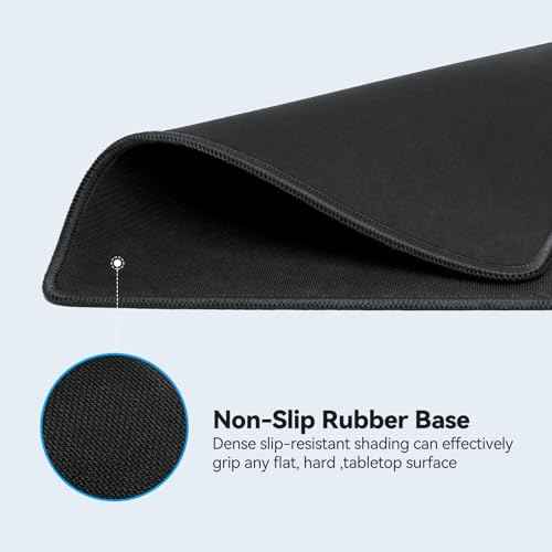 TECKNET 4 Pack Mouse Pad with Anti-fray Stitching, Waterproof Surface & Non-Slip Rubber Base with Stitched Edges Gaming Mouse Mat for Laptop, Compatible with Laser and Optical Mice - Black
