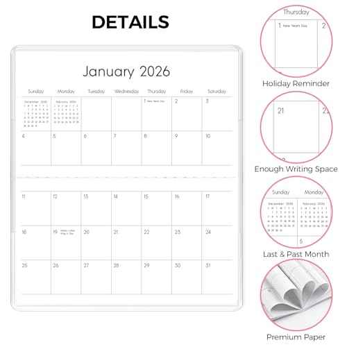 Pocket Calendar 2025-2027 for Purse, 2025-2026 Pocket Planner 30 Months with Soft Waterproof Cover and Premium Paper, 6.5" x 3.5", Floral