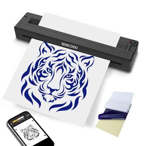 Tattoo Stencil Printer for Beginners & Artists, Wireless Thermal Transfer Machine with 10 Thermal Papers, Support Android, iOS, Windows, MacOS, Work with Mobile and PC