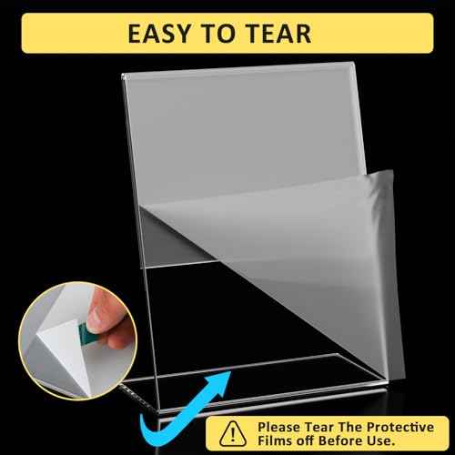 4 Pack Acrylic Sign Holder 8.5x11, Clear Plastic Slanted Back Sign Holders, Desktop Papers Menus Frame Flyer Document Holder Display Stand for Coffee Shops, Hotels, Offices, Public Spaces