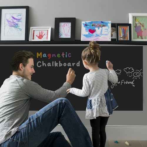 2-Pack, 40" x 18" Magnetic Chalkboard for Wall Self Adhesive Blackboard Sheet Peel and Stick Sticker Roll Ideal for Playroom Classroom School Home