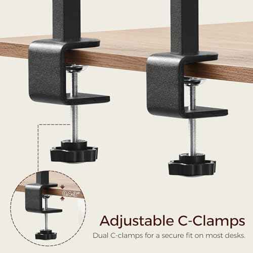 Clamp On Desk Organizer, 3-Tier Desktop Bookshelf, Adjustable Desk Storage Shelf, Metal Frame, for Office, Study and Game Room, Black DSBK3601