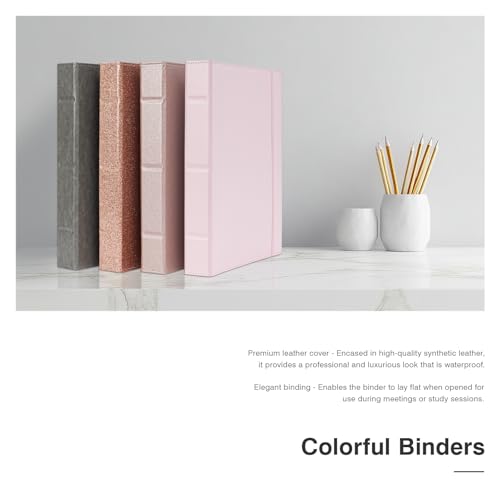 Pink Leather 3-Ring Binder, 1 Inch Ring, Letter Size Organizer for Documents