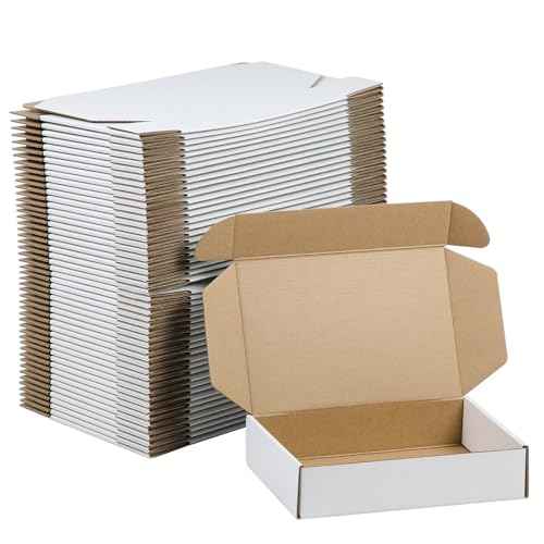 50 Pack 9x6x2 Inches Small Shipping Boxes, White Corrugated Cardboard Boxes, Moving Mailing Packing Box