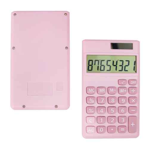Basic Standard Calculators Small Digital Desktop Calculator with 8-Digit LCD Display, Battery Solar Power Smart Calculator Children's School Adult Office Family Standard Functions (8 Bit Pink)