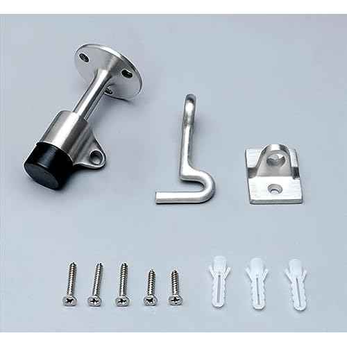 Heavy Duty Door Stopper with Hook, Stainless Steel Door Holder Stop with Sound Dampening Rubber Bumper Wall Mounted Door Floor Stop Holder,Free Screws (Sliver)