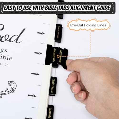 Bible Tabs, 75 Tabs, Laminated Bible Index Tabs for Women and Men, Bible Book Tabs for Easy Navigation, Large Print Easy to Read(Gold Foil Black)