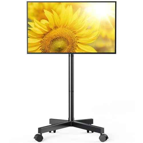 Perlegear Rolling TV Stand for 23-60 Inch LCD LED OLED 4K Smart TVs Holds up to 88lbs, Mobile TV Stand with Height Adjustable, Tilting TV Cart with Locking Wheels Max VESA 400x400mm, PGTVMC16