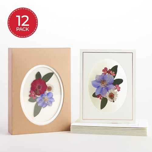 Lovepop Set of 12 Petal Pressed Blank Notecards for Her and Him - 3D Greeting Cards for Boys, Girls, Men, Women - Vibrant Wildflower - 4.5" x 5.9" Card - Envelope Included