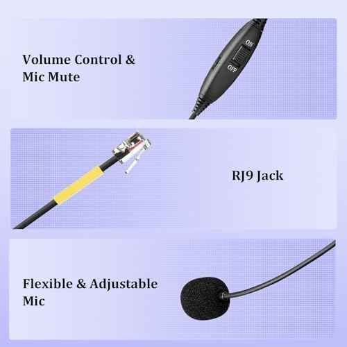 Callez Yealink Phone Headset RJ9 Wired Telephone Headset with Microphone Noise Cancelling Compatible with Yealink T46S T48S T42S T21P T33G T27G T23G T46G T53W T54W Avaya 9611 9608 J179 Grandstream