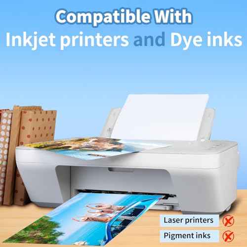 Glossy Photo Paper 8.5 x 11, 36 Sheets Inkjet Photo Printer Paper, Instant Dry Picture Paper for DIY Chip Bag, Flyers, Cards, Calendars and Brochures(180gsm/48lb)
