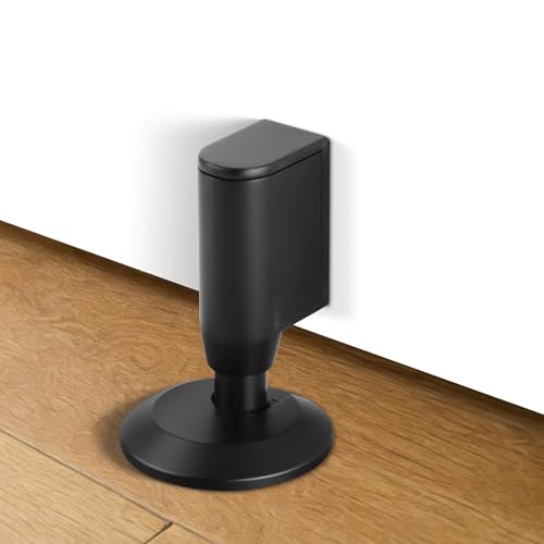Bak Bo Magnetic Door Stopper Retractable Floor Catch with 0.4 in Extension (Black, MB-1) – Adhesive & Screw Installation