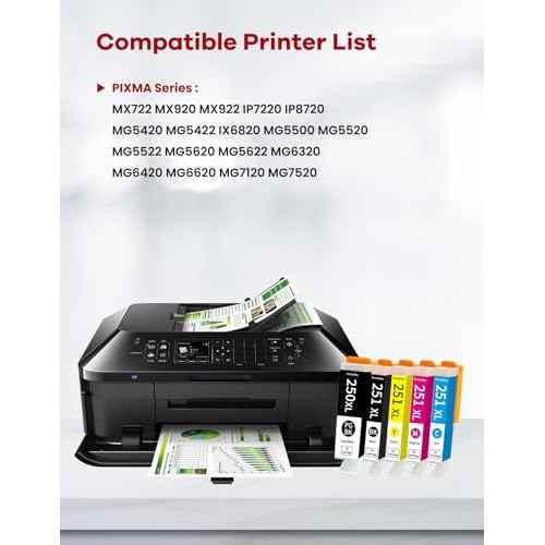PGI-250XL CLI-251XL Ink Cartridges Replacement for Canon 250 251 PGI-250 CLI-251 XL Ink Cartridges for PIXMA MX922 MG5420 MG5520 MG5522 MG6320 MG6620 iP7220 Printer Ink 10-Pack (2PGBK/2BK/2C/2M/2Y)