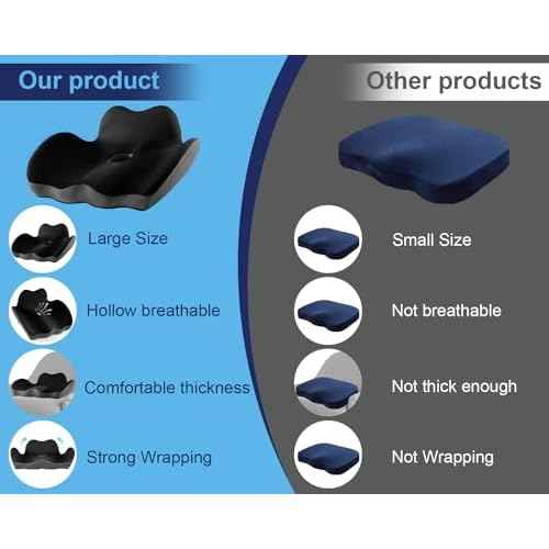 Premium Orthopedic Seat Cushion,X Large Breathable Office Chair Cushion - Enhanced Hip & Tailbone Support,Pressure Relief Sciatica & Leg Relief Let 8+ Hour Sitting Comfort, for Office/Game/Wheelchair