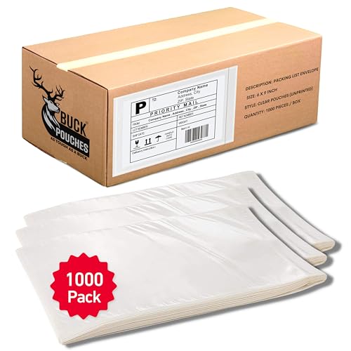 1000 Pack 6x9 Waterproof Shipping Label Sleeves with Self-Adhesive Envelopes