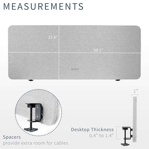 VIVO 60" x 24" Gray Clamp-On Desk Privacy Panel (PP-1-V060G) – Light Gray