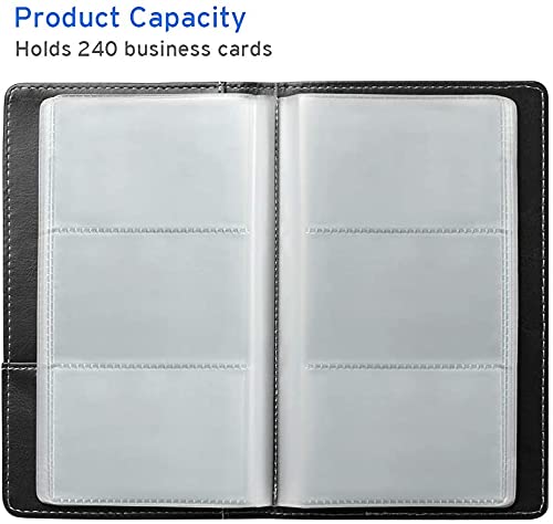 Sooez Leather Business Card Holder Organizer Black Classic Style, Fits 240 Cards