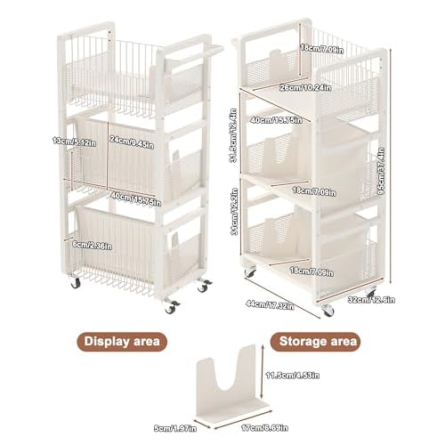 UMDONX Book Cart Heavy Duty Double-Sided with Silent Wheels & 3 Magnetic Book Supports Rolling Bookshelf Library Book Truck for Home, Office, or School
