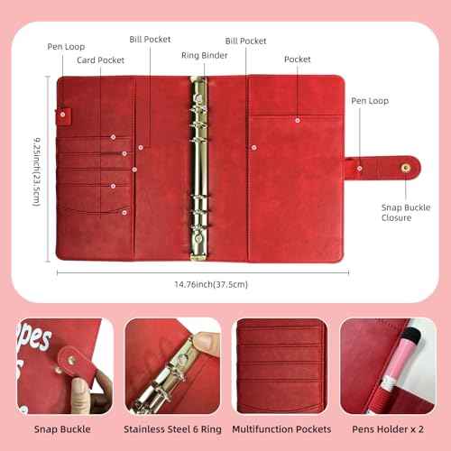 100 Envelopes Money Saving Challenge Binder, Fun and Easy Savings System to Save $5,050, $10,000, $500, $1,000, A5 Budget Binder Planner Book Tracker with Cash Envelopes, Guide (Red)