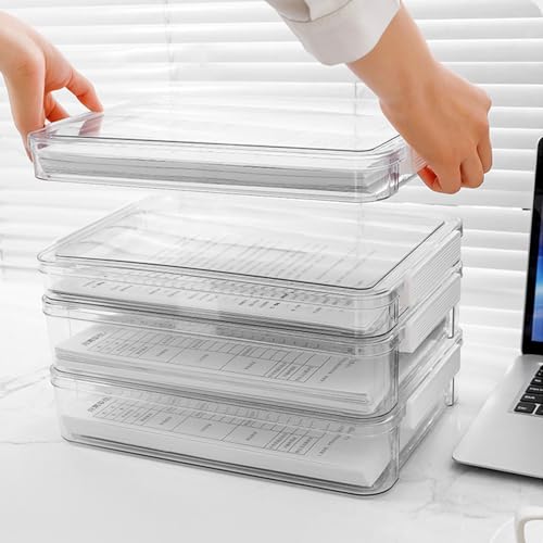 A4 Scrapbook Paper Storage, Photo Storage Box, Plastic File Box (4Pack, Large, White)