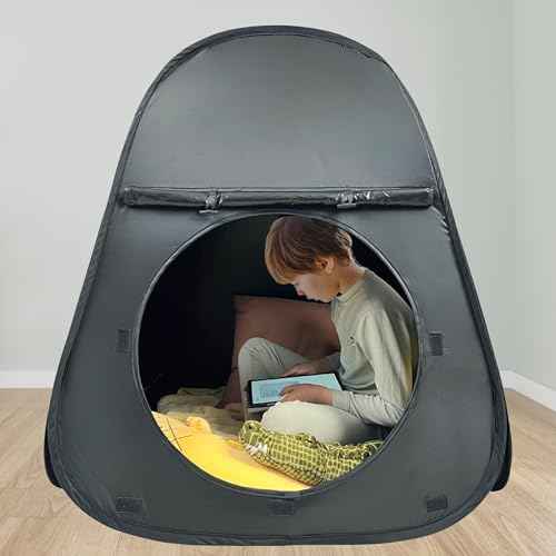 Sensory Tent for Kids & Adults with Autism ADHD SPD - CPC Certification Large Size 39x34in Black Out Calm Corner Helps Children Relax Reduce Anxiety - Pop-up Autistic Sensory Room Play Tent