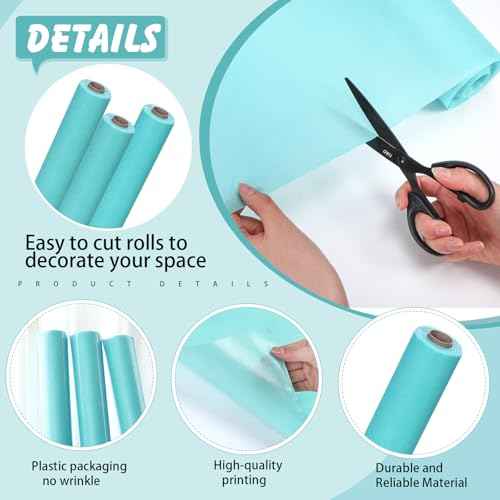 Skyygemm 3 Rolls Bulletin Board Fabric Roll 4 x 24 ft No Fade Reusable Waterproof Erasable Bulletin Board Background Non-Woven Fabric Poster for Back to School DIY Craft Classroom Decor(Stone Blue)