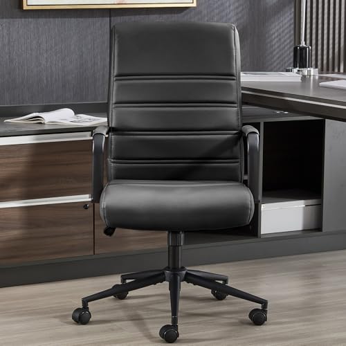 Office Desk Chair Leather, Conference Room Chairs with Wheels, Modern
